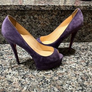 Louboutin PALAIS ROYAL 140 Purple Suede Pump